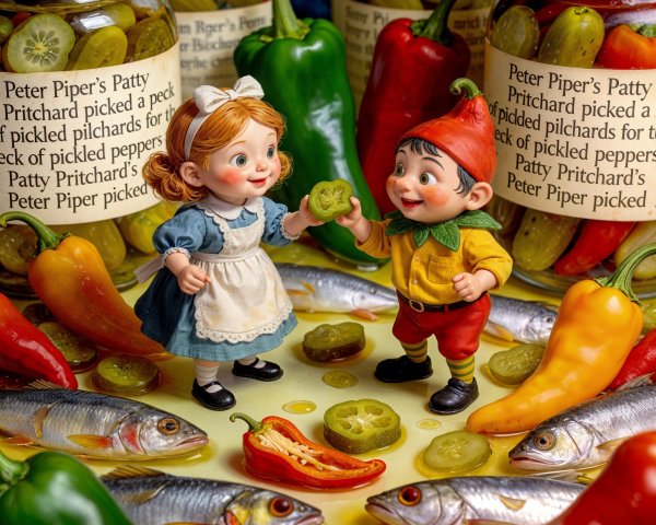 Adorable Girl and Gnome Figurines on Yellow Surface