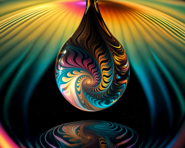 Vibrant Colorful Droplet in Celestial Setting