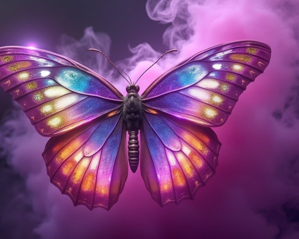 Iridescent Butterfly with Vibrant Colors and Patterns