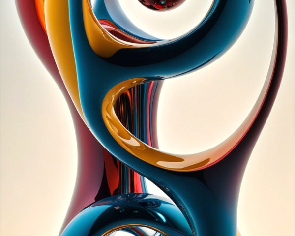 Abstract Sculpture with Fluid Design and Vibrant Colors