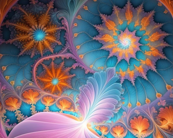 Intricate Fractal Pattern with Underwater Garden Aesthetic