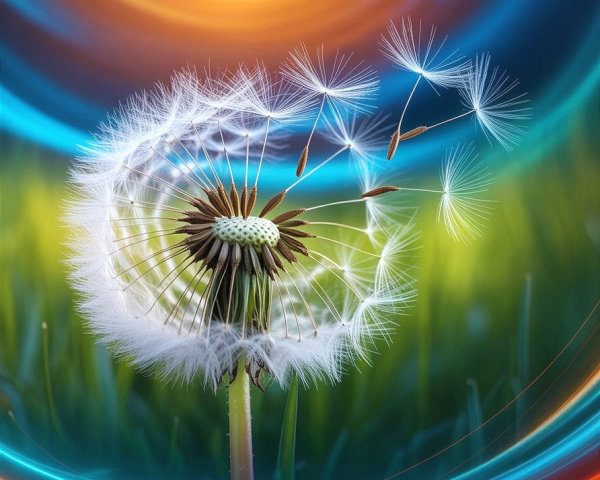 Close-Up of Dandelion with Colorful Background