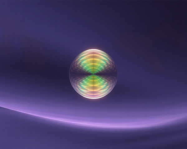 Iridescent Orb with Kaleidoscopic Patterns on Purple