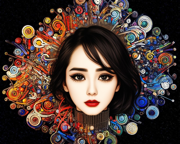 Colorful Abstract Design with Swirling Patterns and Lines