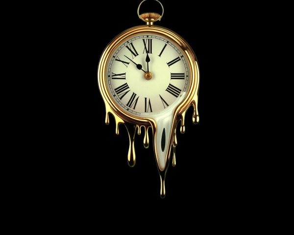Melting Golden Pocket Watch with Roman Numerals