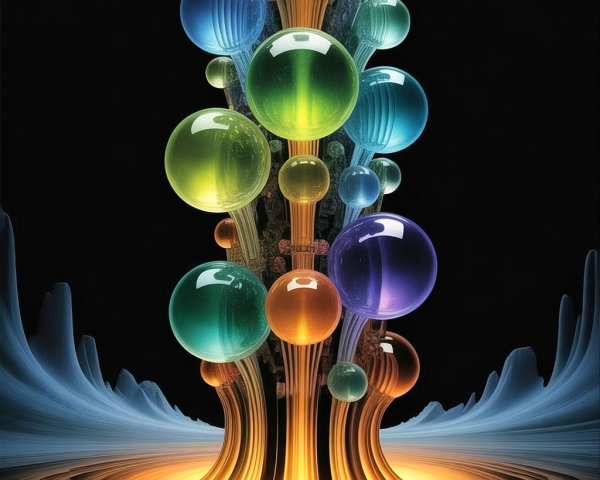 Abstract Design with Spiraling Structure and Spheres