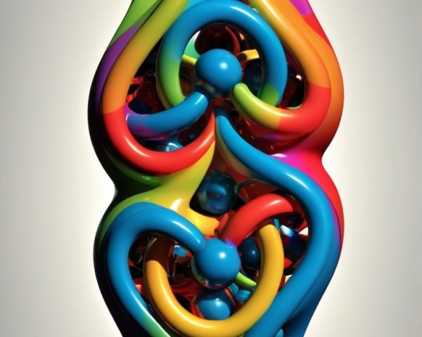 Abstract Sculpture with Vibrant Swirling Shapes