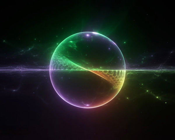 Vibrant Orb in Cosmic Expanse with Ethereal Light