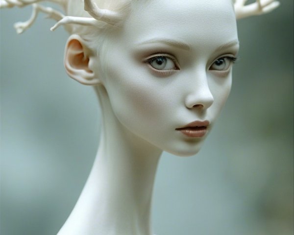 Ethereal Figure with Coral-Like Branches and Serenity