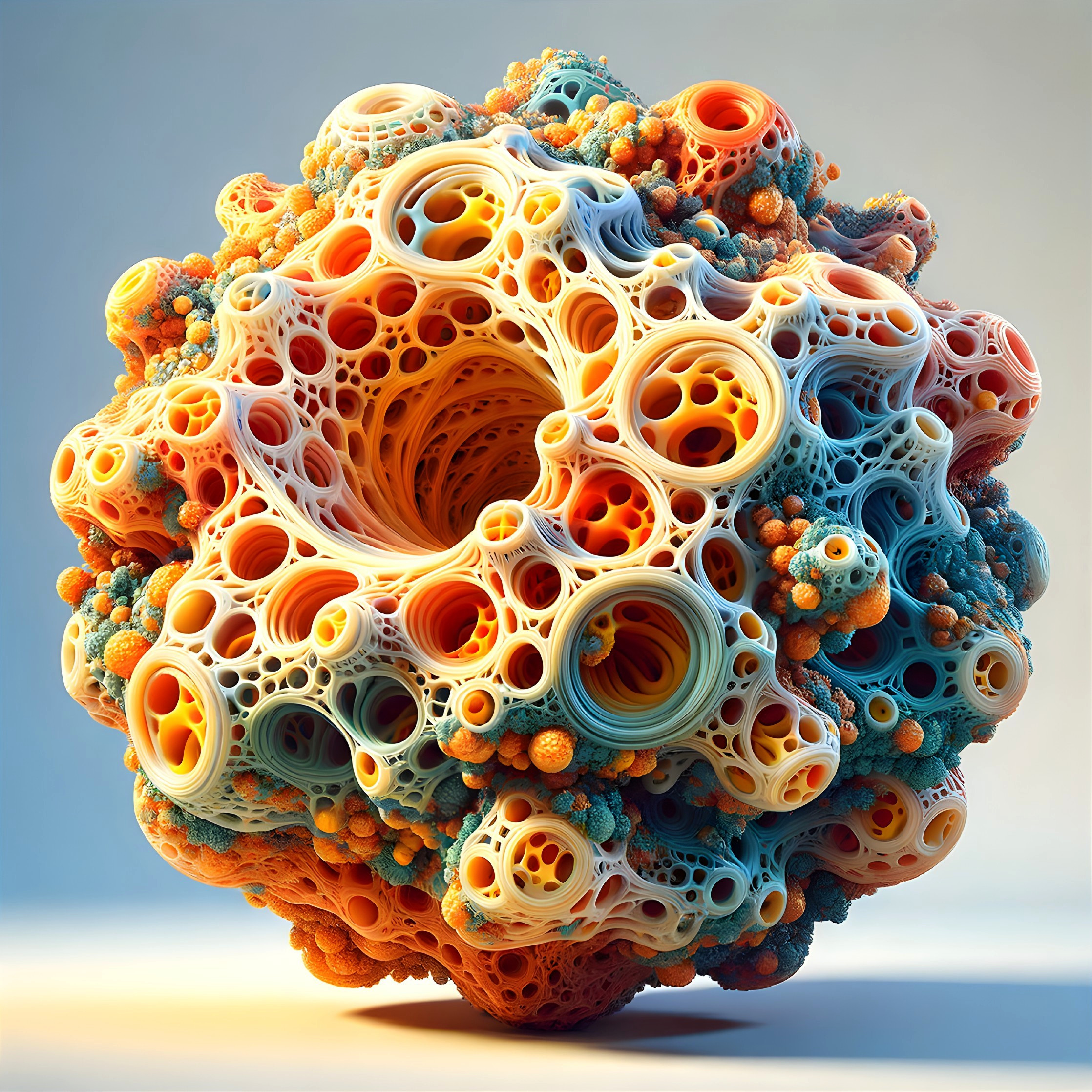 Vibrant Abstract 3D Structure with Organic Patterns