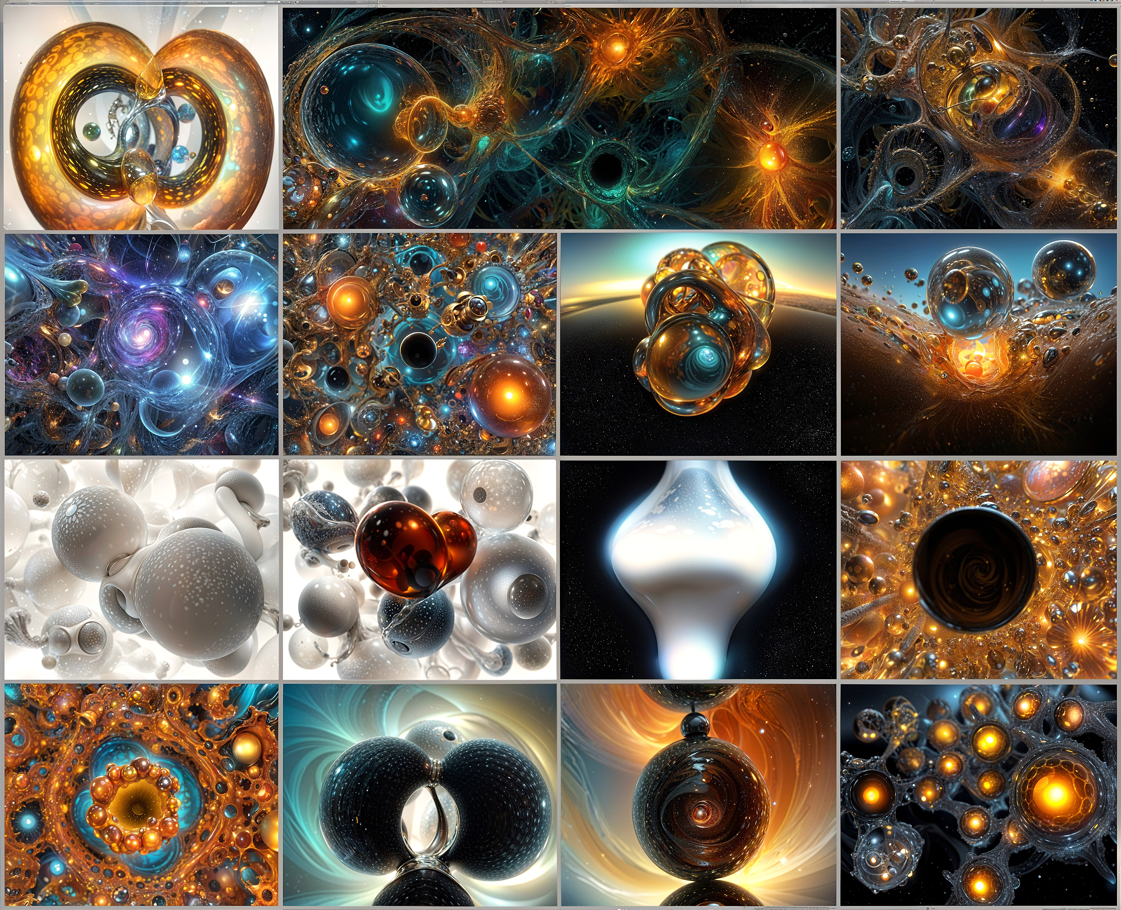 Abstract Cosmic Collage with Vibrant Fractal Patterns