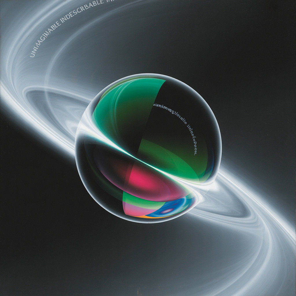 Digital Artwork of Glowing Sphere with Luminous Rings