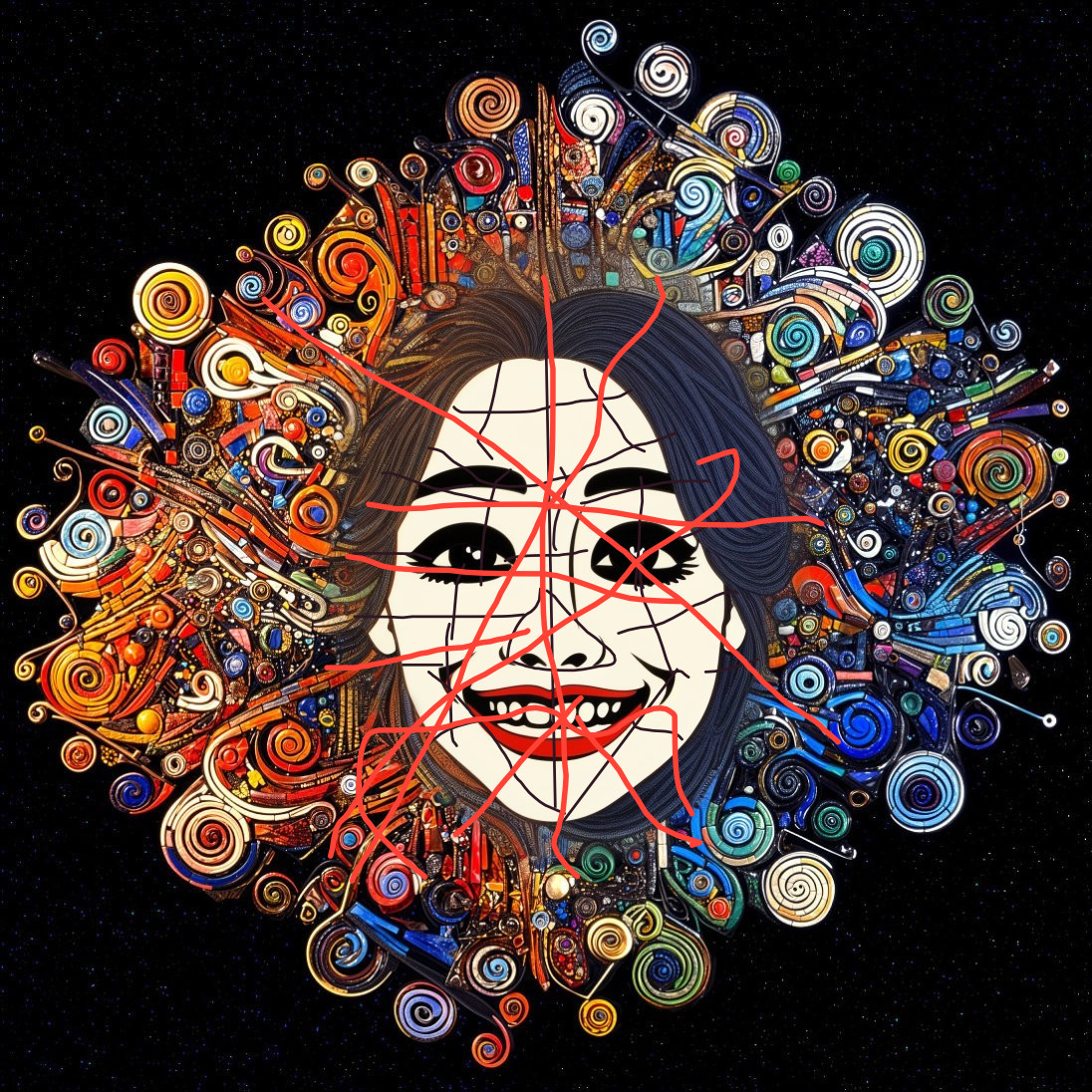 Colorful Abstract Design with Swirling Patterns and Lines