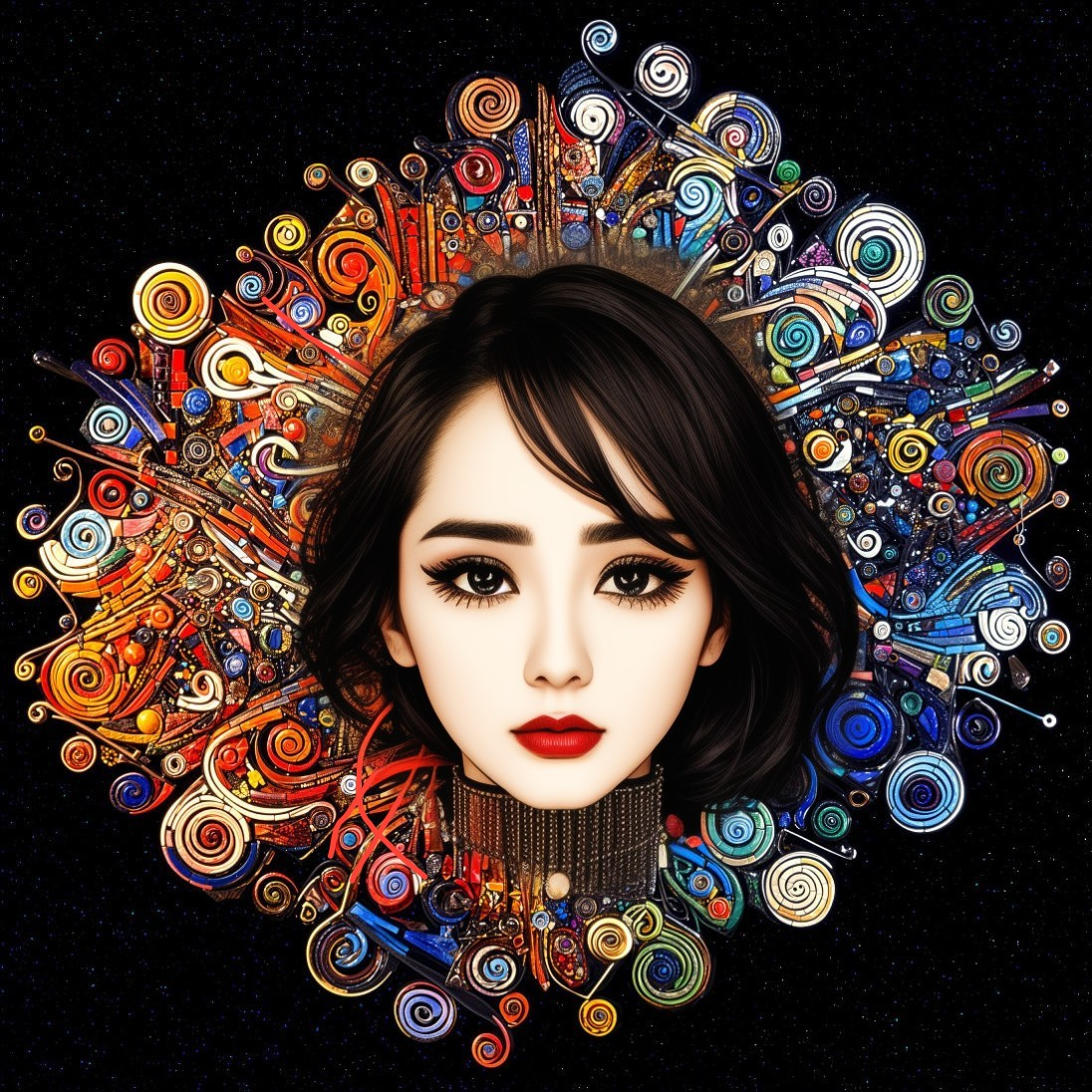 Colorful Abstract Design with Swirling Patterns and Lines