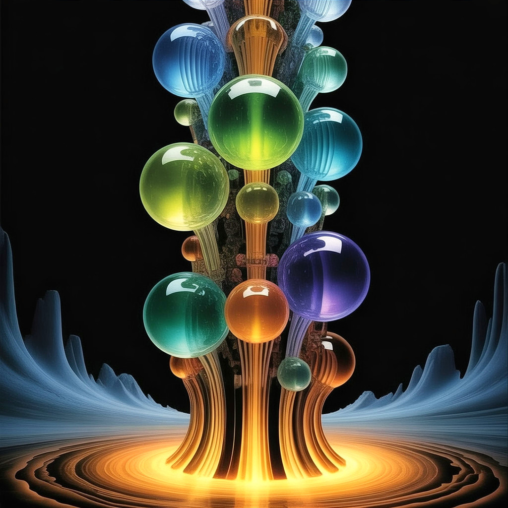 Abstract Design with Spiraling Structure and Spheres