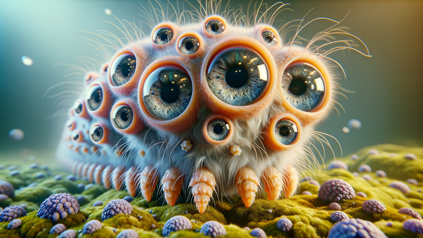 Whimsical Furry Creature on Vibrant Moss Surface