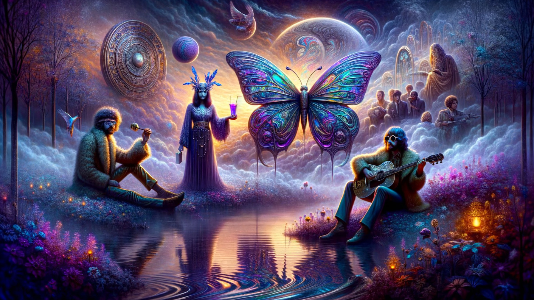 Dreamlike Landscape with Cosmic Reflections and Harmony