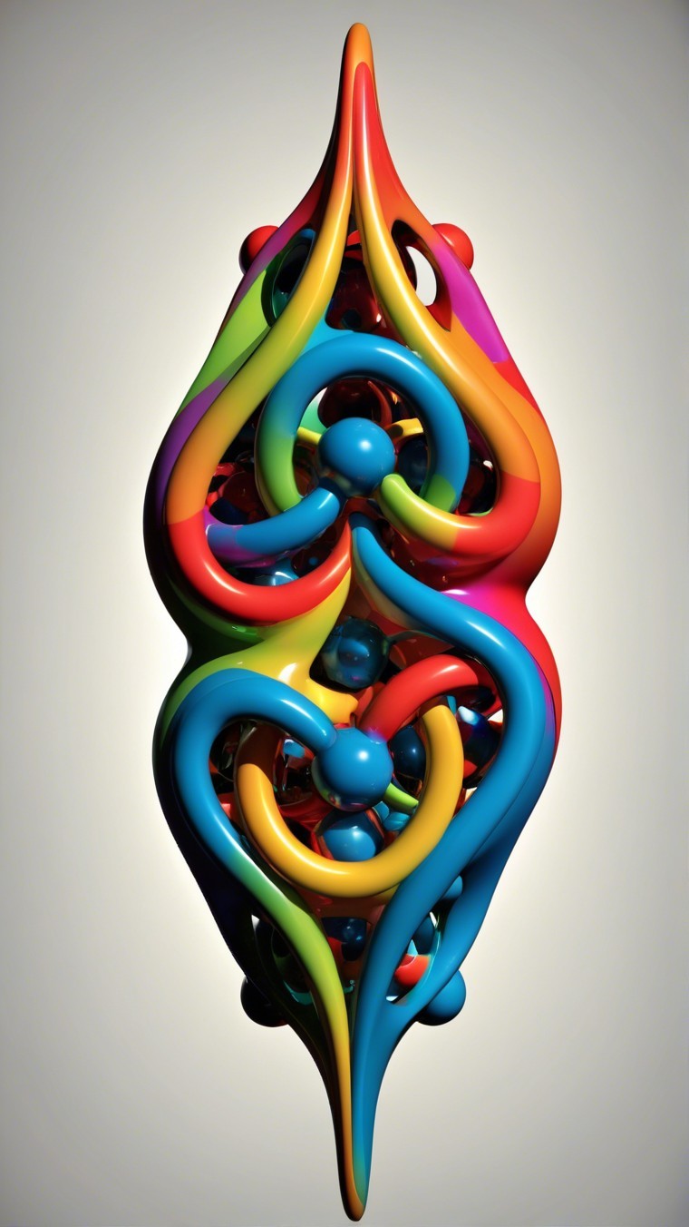 Abstract Sculpture with Vibrant Swirling Shapes