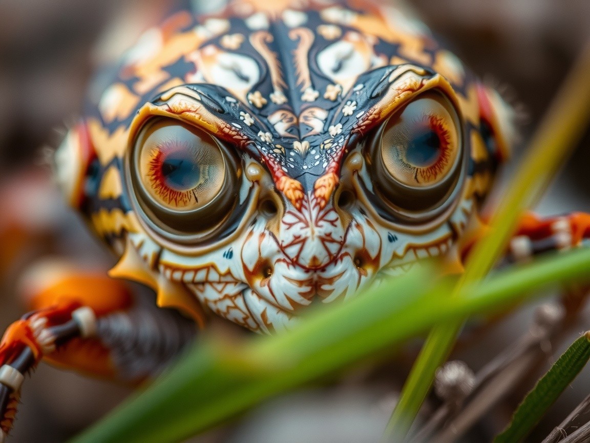 Vividly Decorated Frog with Intricate Patterns