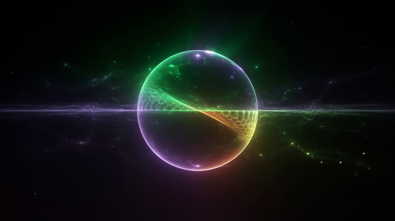 Vibrant Orb in Cosmic Expanse with Ethereal Light