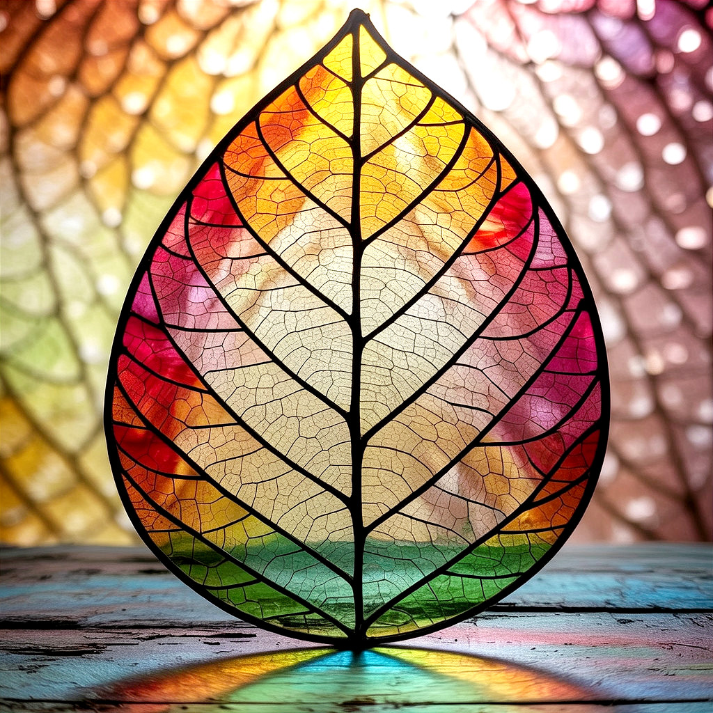 Translucent Leaf Artwork on Colorful Textured Background