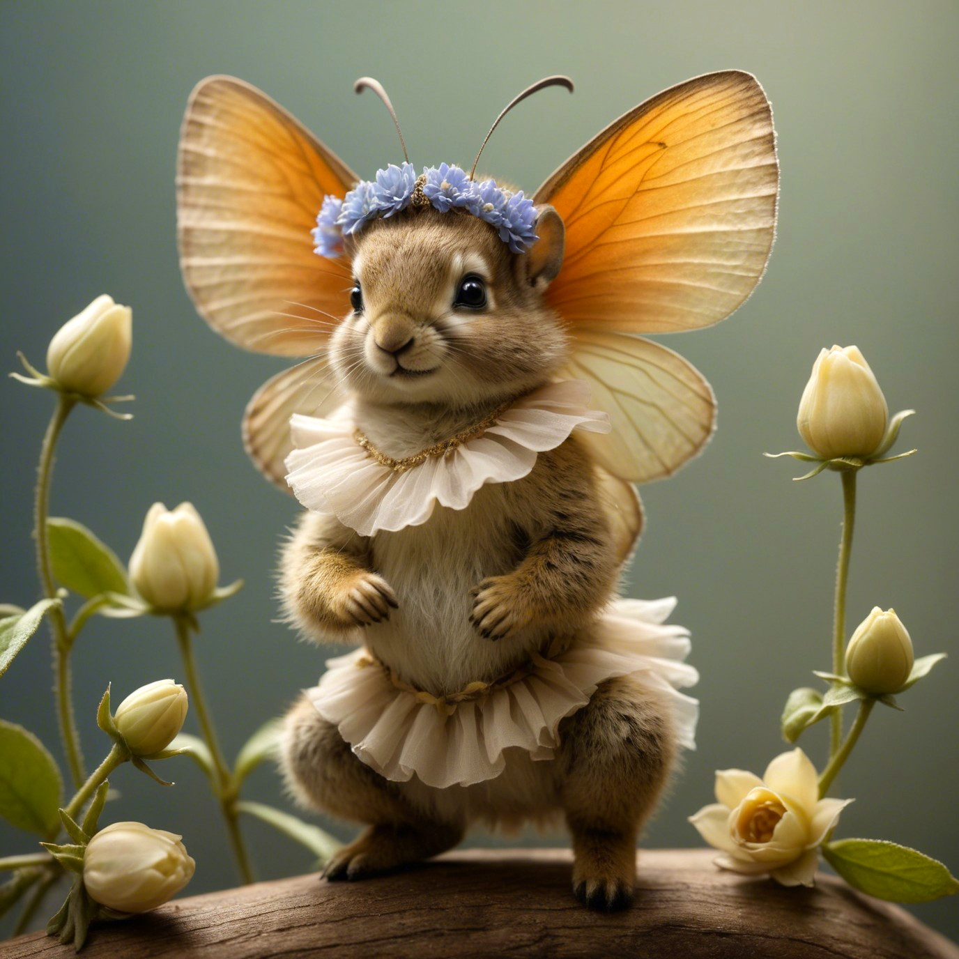 Whimsical Creature with Rabbit and Butterfly Features