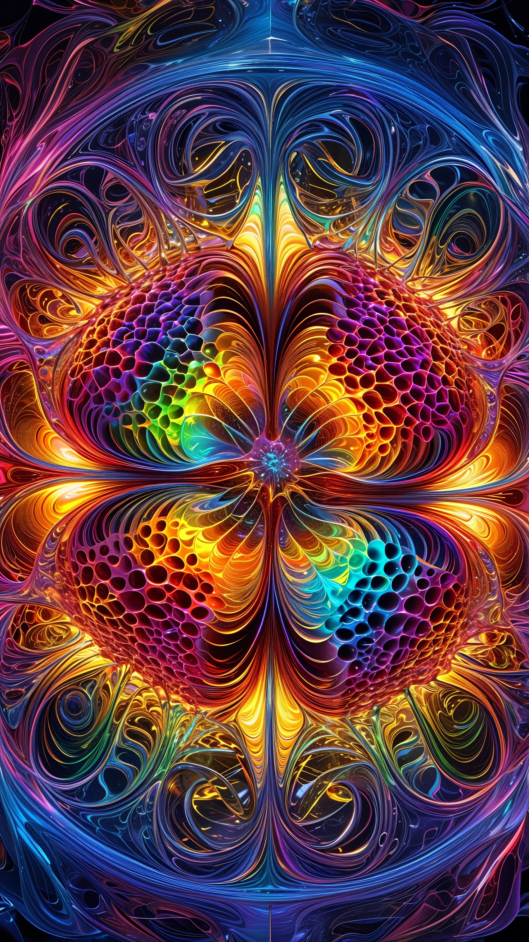 Vibrant Abstract Digital Artwork with Intricate Patterns