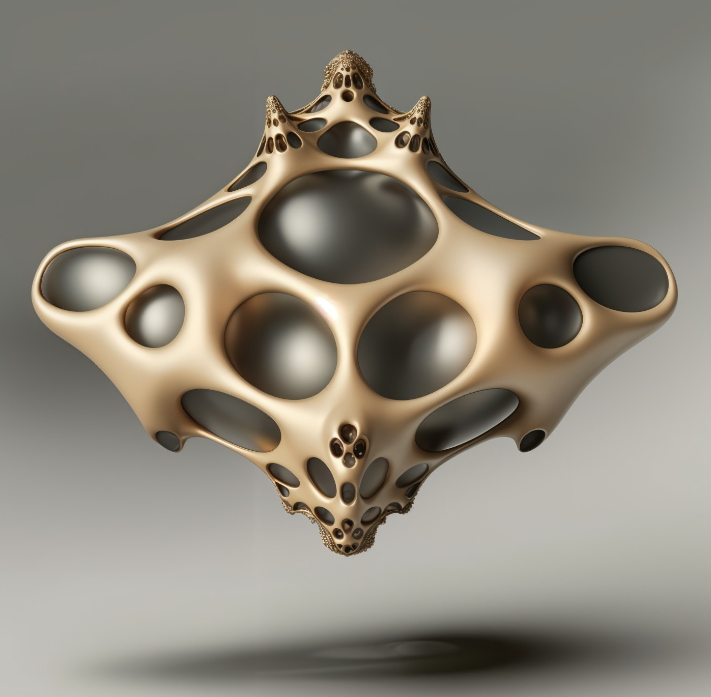 Abstract Organic Sculpture with Curved Metal Design