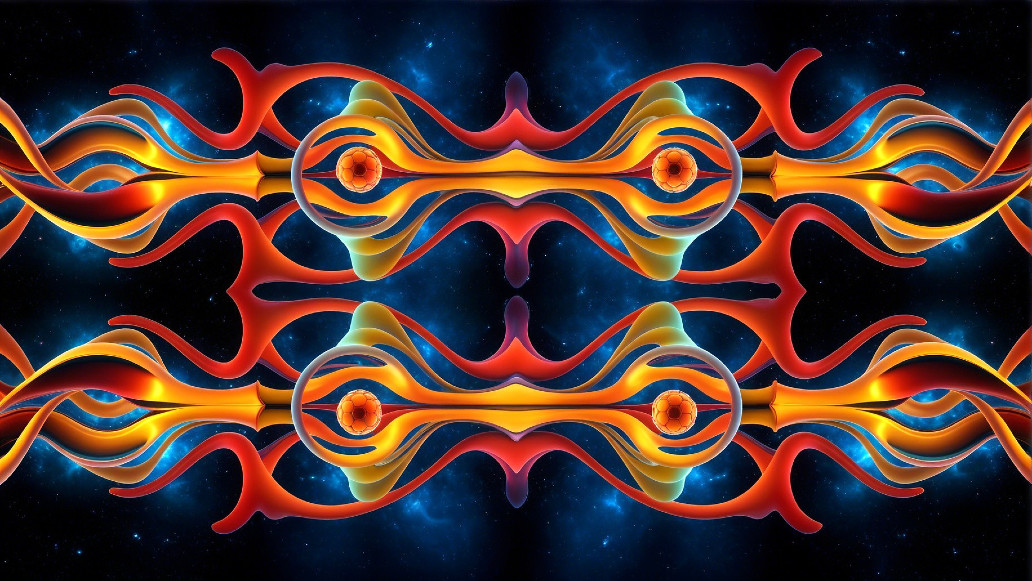 Abstract Design with Flowing Shapes in Vibrant Colors