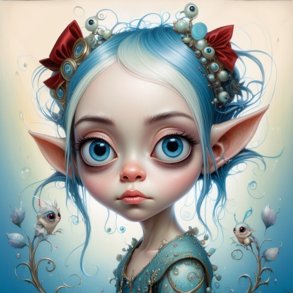 Whimsical Illustration of a Girl with Elfin Features
