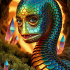 Vibrant Fantastical Creature with Iridescent Skin