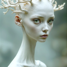 Ethereal Figure with Coral-Like Branches and Serenity