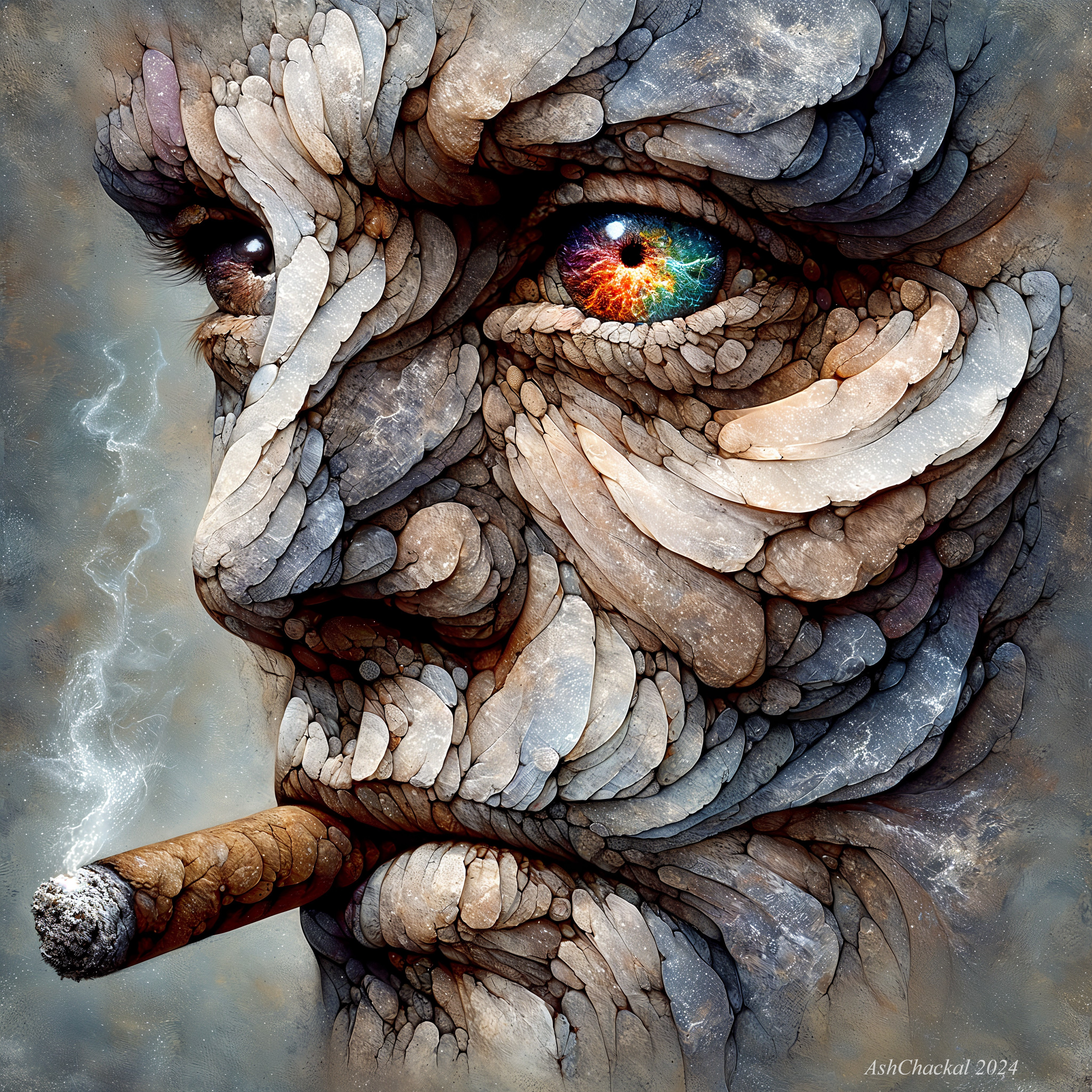 Close-Up of Human Face with Intricate Patterns
