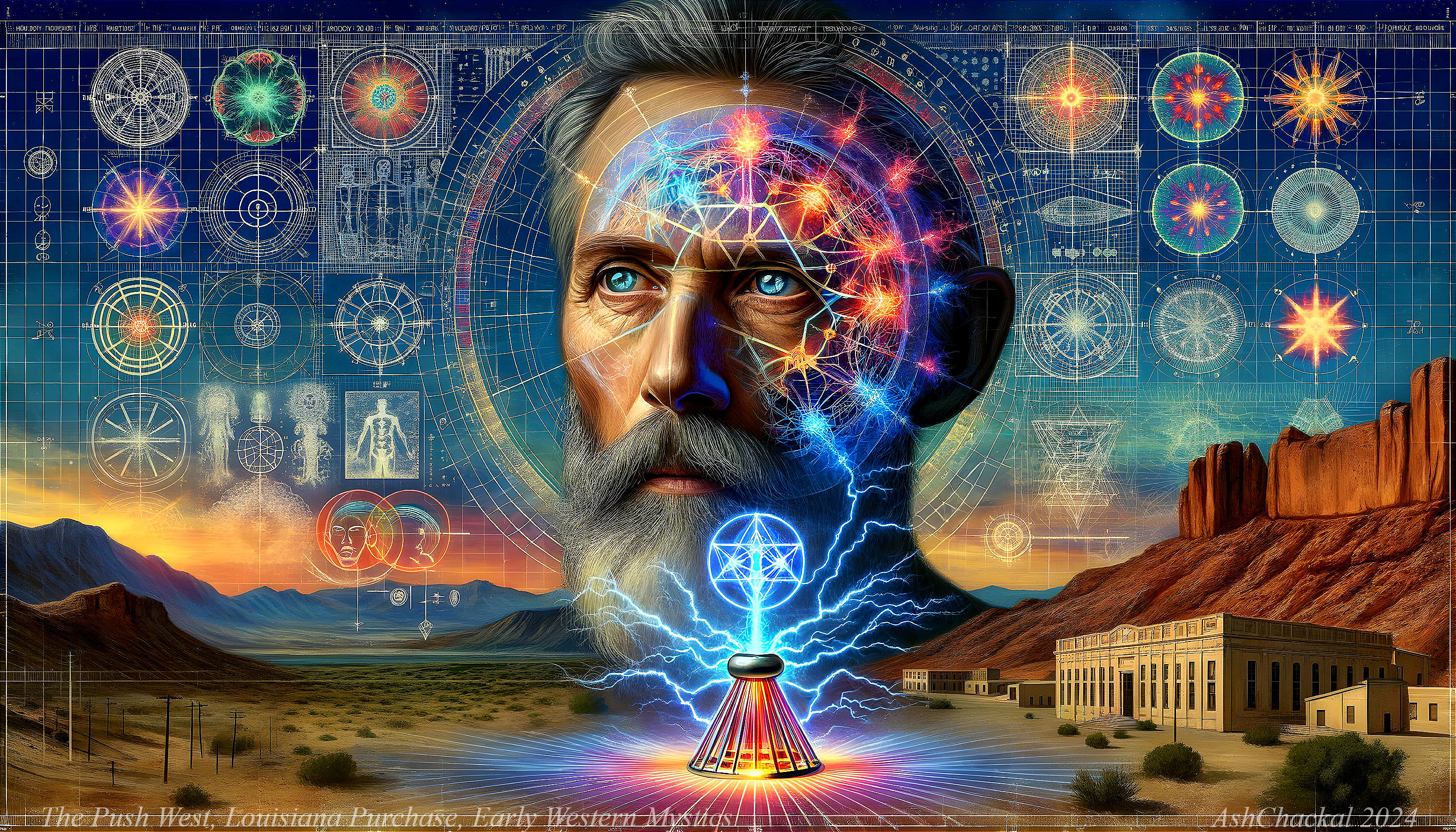 Portrait of an Older Man with Mystical Background