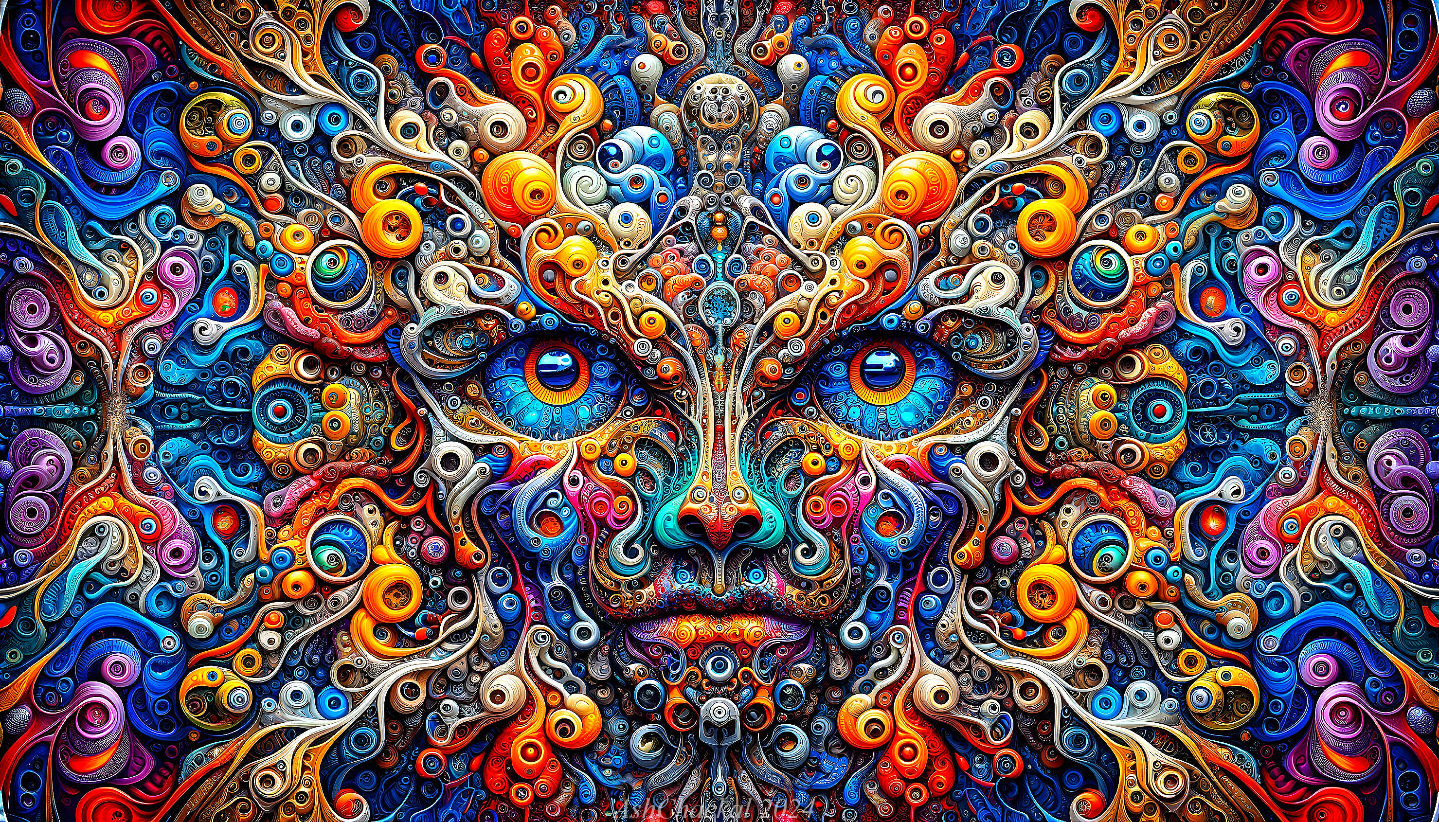 Colorful Abstract Design Resembling a Face