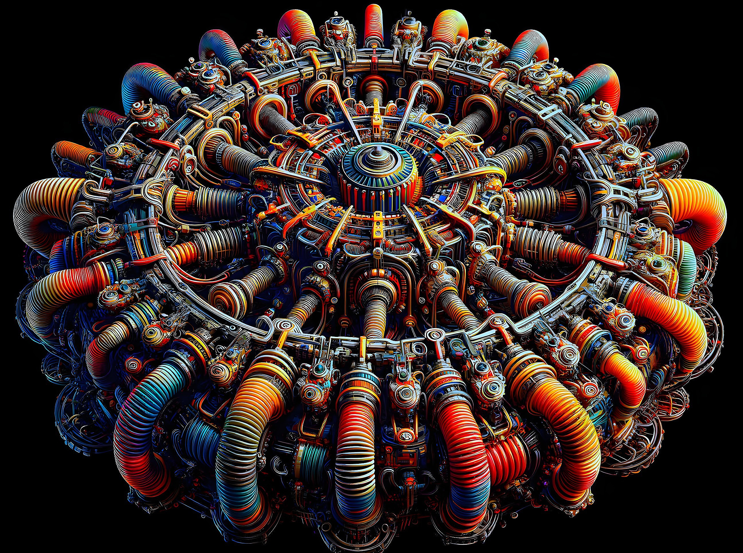 Spherical Fractal Structure with Vibrant Patterns
