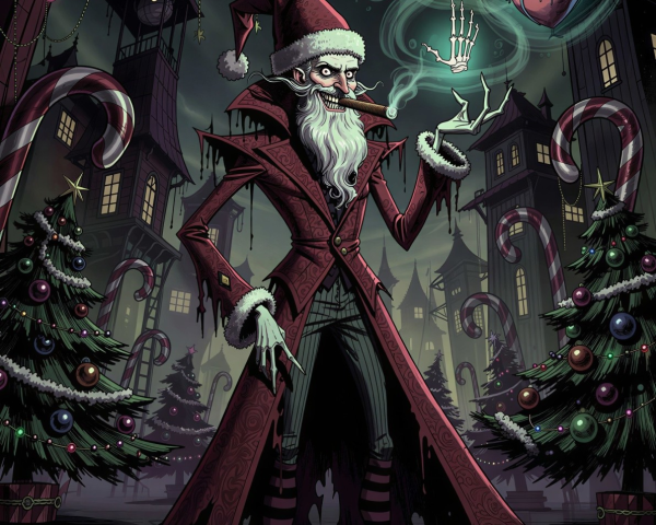 Evil Santa Figure in Halloween-Themed Digital Art