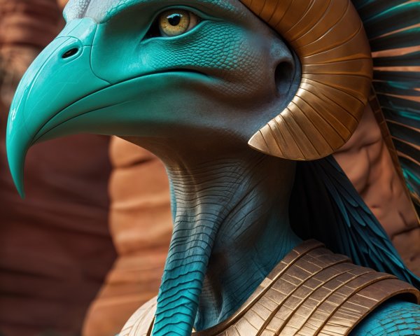 Ancient Egyptian God Thoth in Detailed Turquoise Armor