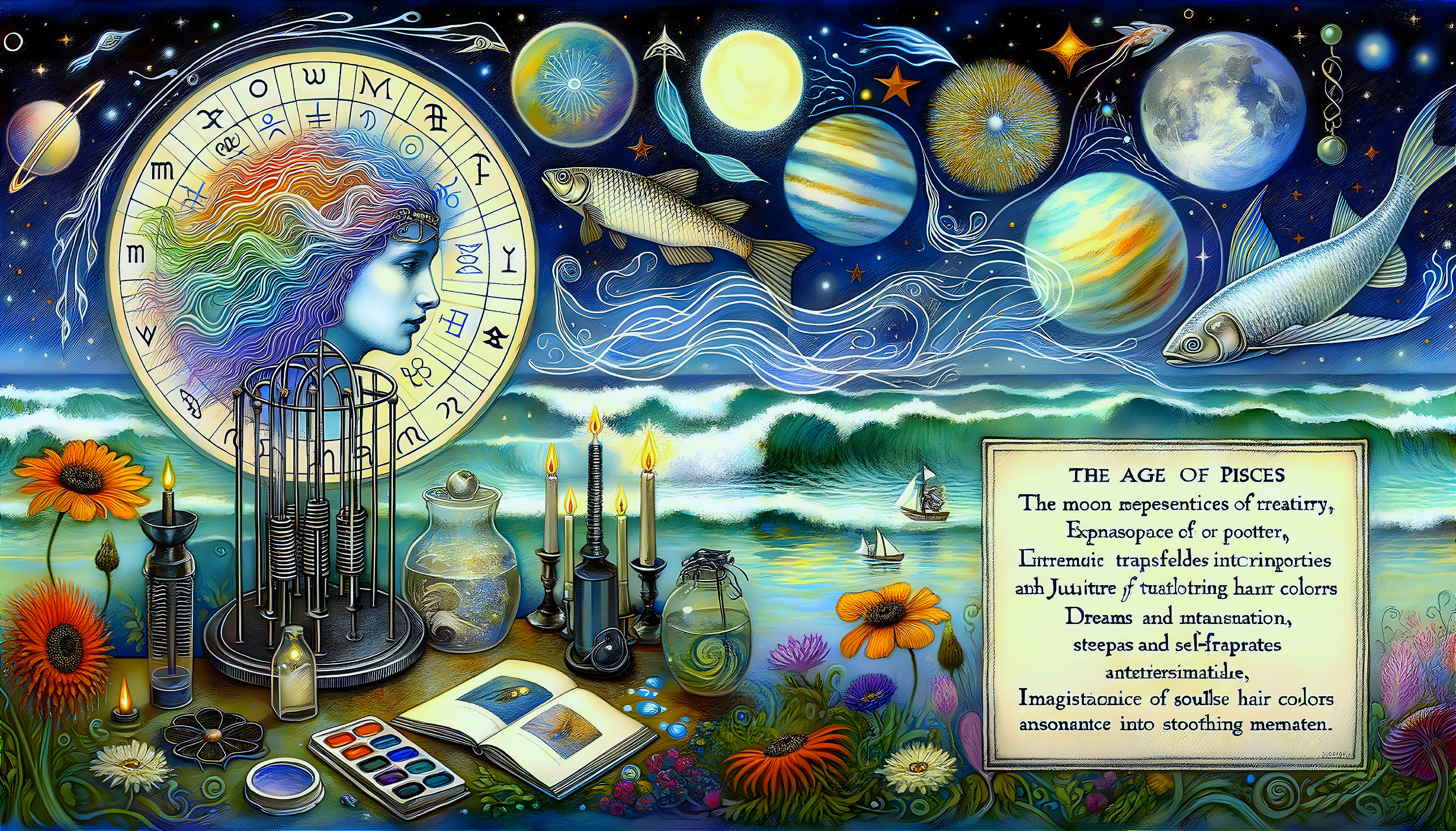 Astrological Symbols and Cosmic Elements Illustration