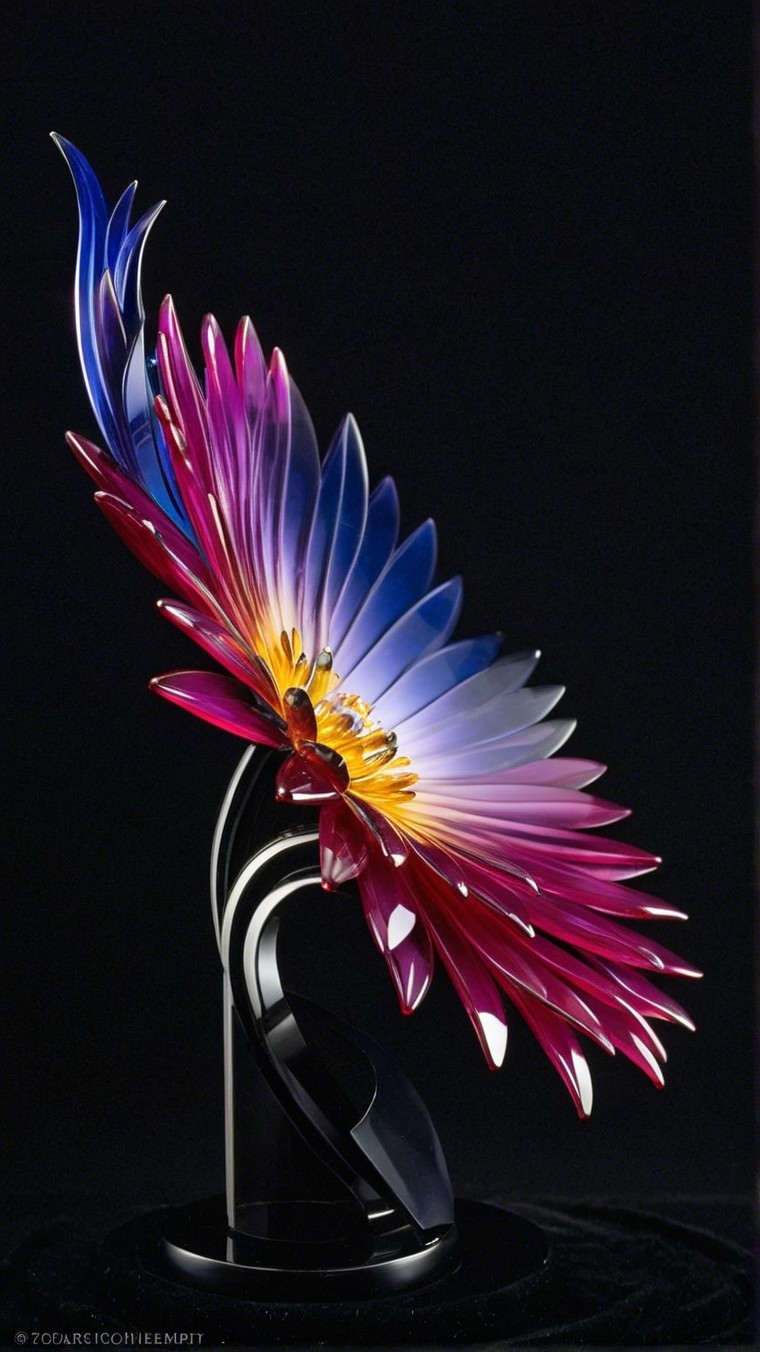 Vibrant Glass Flower Sculpture with Colorful Petals