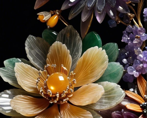 Intricate Floral Motifs Crafted from Colorful Gemstones