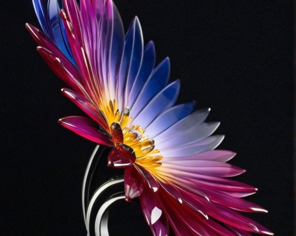 Vibrant Glass Flower Sculpture with Colorful Petals