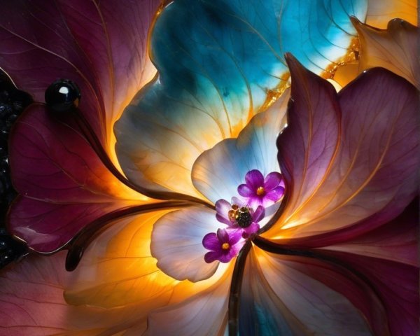 Abstract Composition of Vibrant Flowing Petals