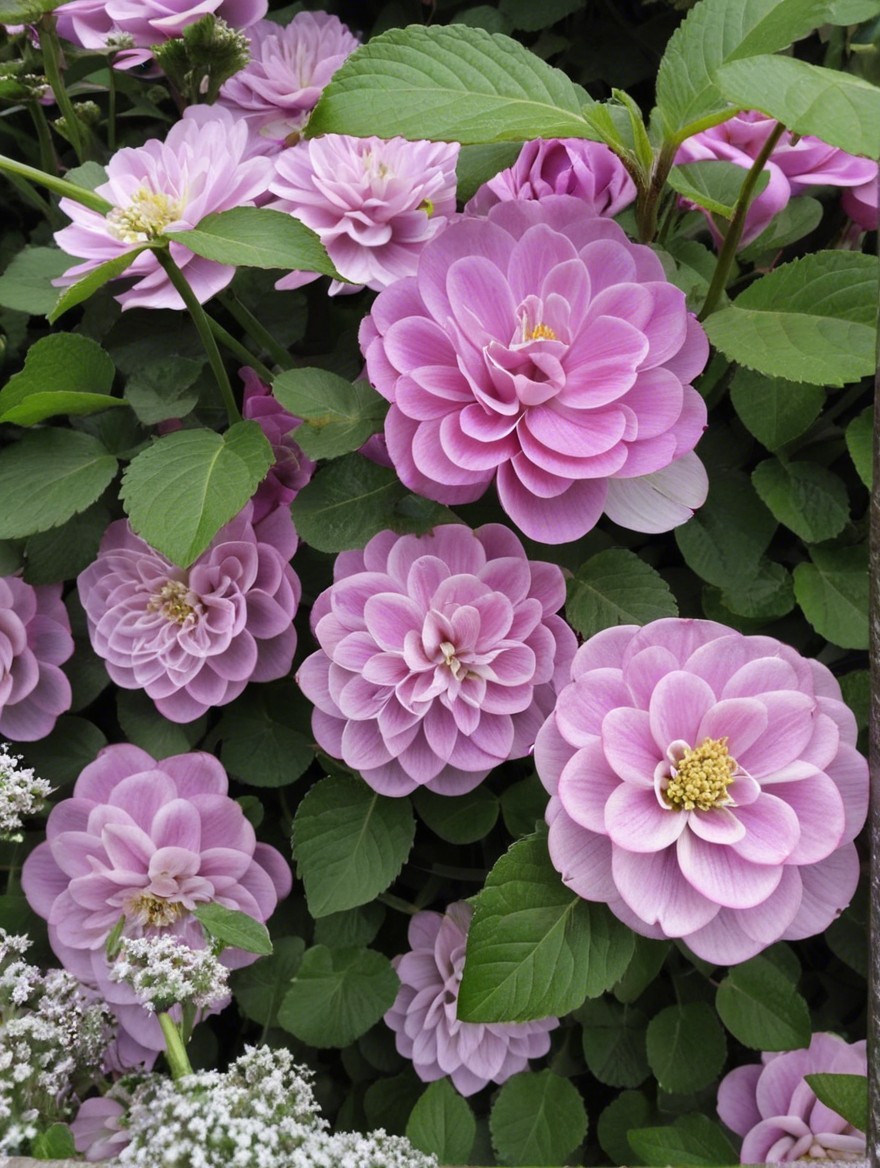 Vibrant Pink Flower Display with Lush Green Leaves