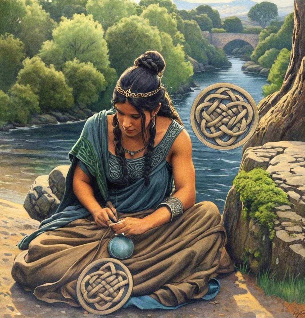 Young Woman Creating Art by a Tranquil River