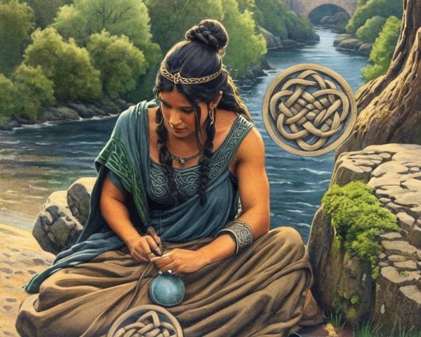 Young Woman Creating Art by a Tranquil River