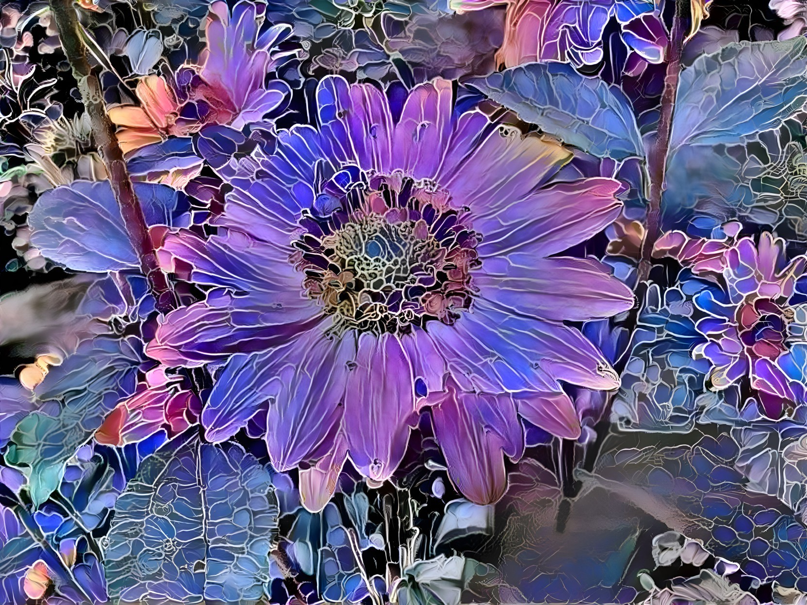 Vivid Artistic Flower Depiction with Bold Colors