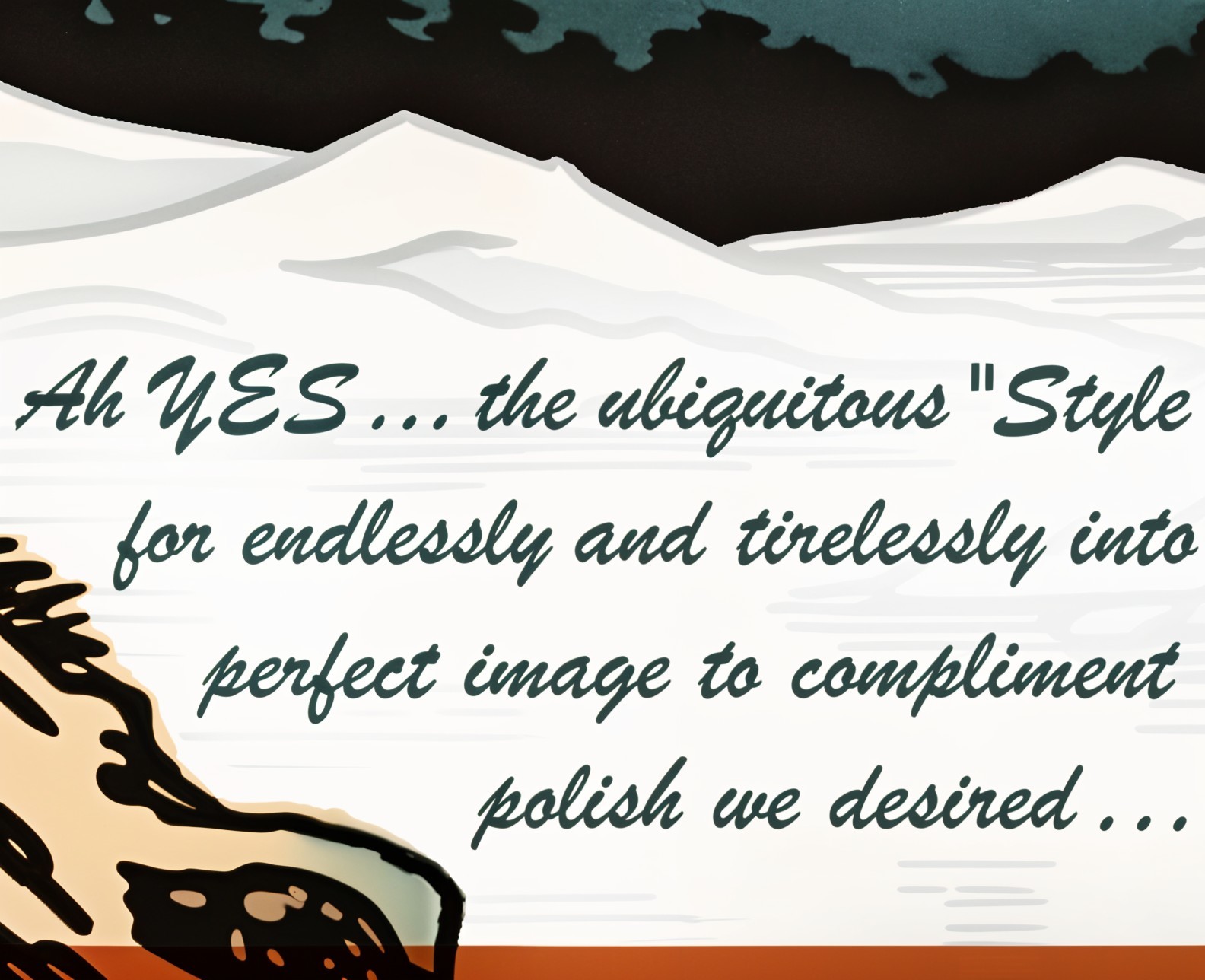 Stylized Mountain Landscape with Abstract Design Elements