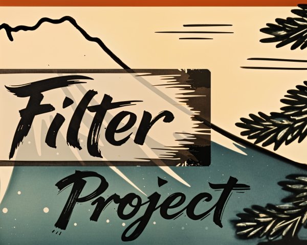 Stylized Graphic Design with Mountains and Foliage
