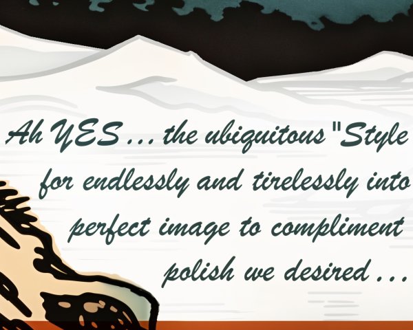 Stylized Mountain Landscape with Abstract Design Elements